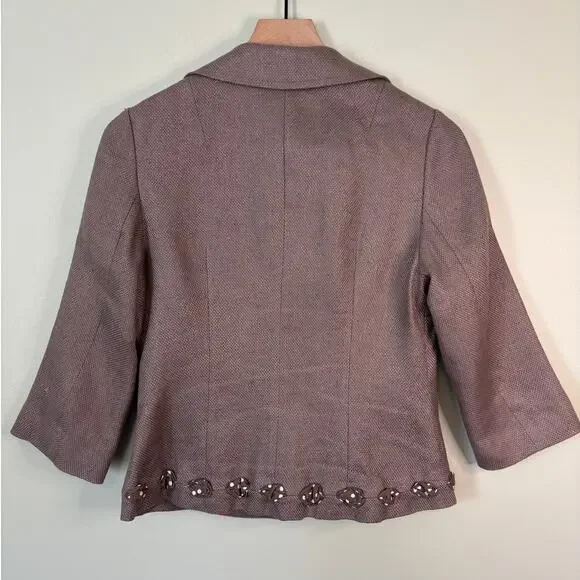 Boden Linen Blend Blazer, Size 4 Peter Pan Polka Dot - Picture 7 of 10